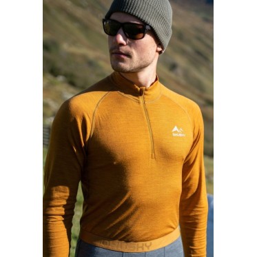 Man`s Merino thermal underwear Merow Zip M mustard HUSKY - view 5