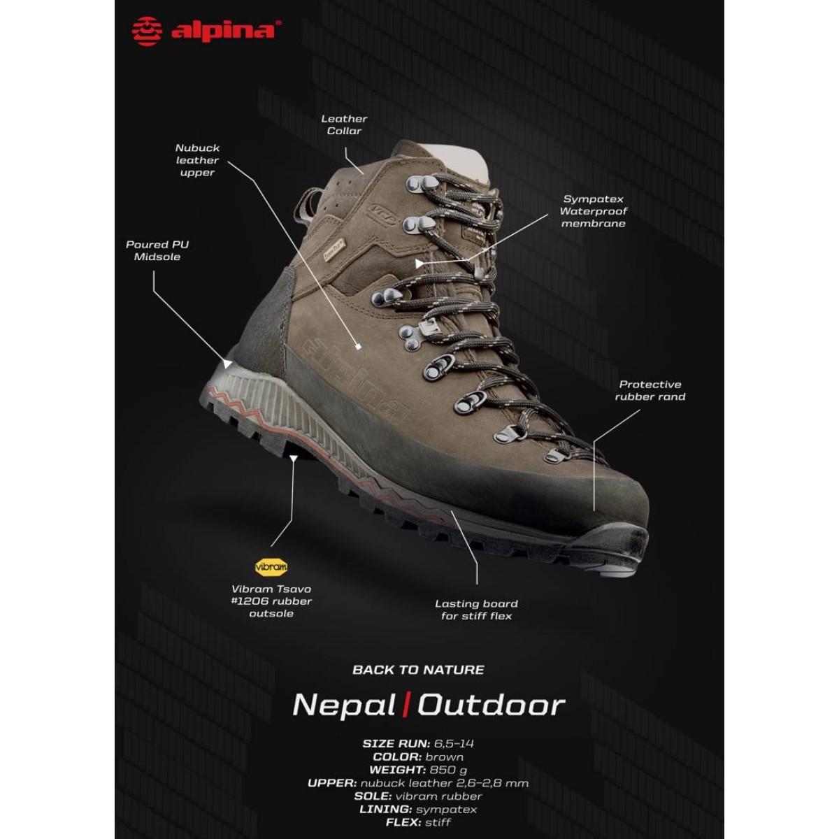 NEPAL BROWN winter hiking shoes ALPINA - view 9