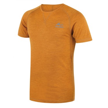 Мen's merino short-sleeved T-shirt mustard HUSKY - view 2