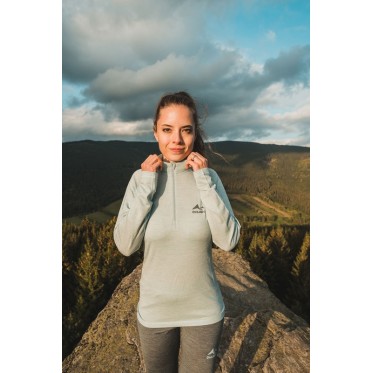 Ladies Merino thermal underwear Merow Zip M faded mint HUSKY - view 4