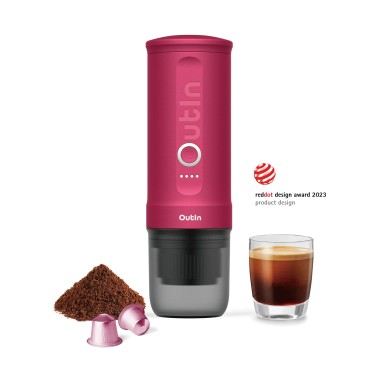 Outin Nano Portable electric Espresso Machine Crimson Red for ground coffee and capsules OUTIN  - view 2