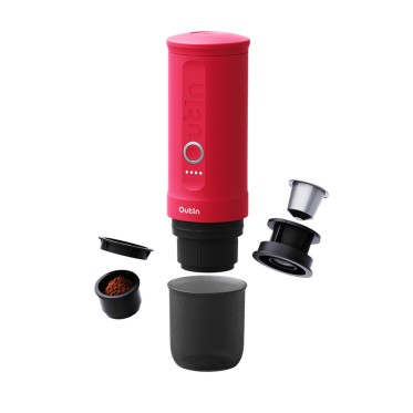Outin Nano Portable electric Espresso Machine Crimson Red for ground coffee and capsules OUTIN  - view 3