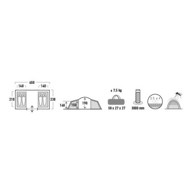 Палатка High Peak Como 4 UV80 HIGH PEAK - изглед 3