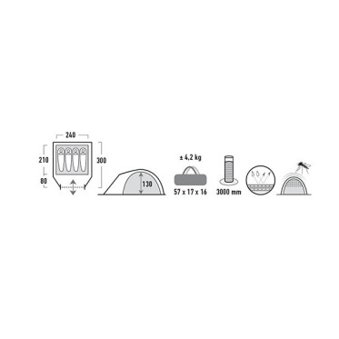 Палатка High Peak Nevada 4 UV 80 HIGH PEAK - изглед 4