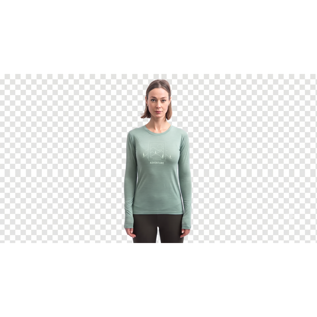 Women's Ultra-Light Merino Wool Thermal Tee Sensor Merino Air "Say Yes" LS - Basil Green SENSOR - view 3 - Extreme-bg.com Women's Ultra-Light Merino Wool Thermal Tee Sensor Merino Air "Say Yes" LS - Basil Green SENSOR - view 3