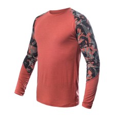Мъжка мерино тениска с дълъг ръкав MERINO IMPRESS terracotta/rush