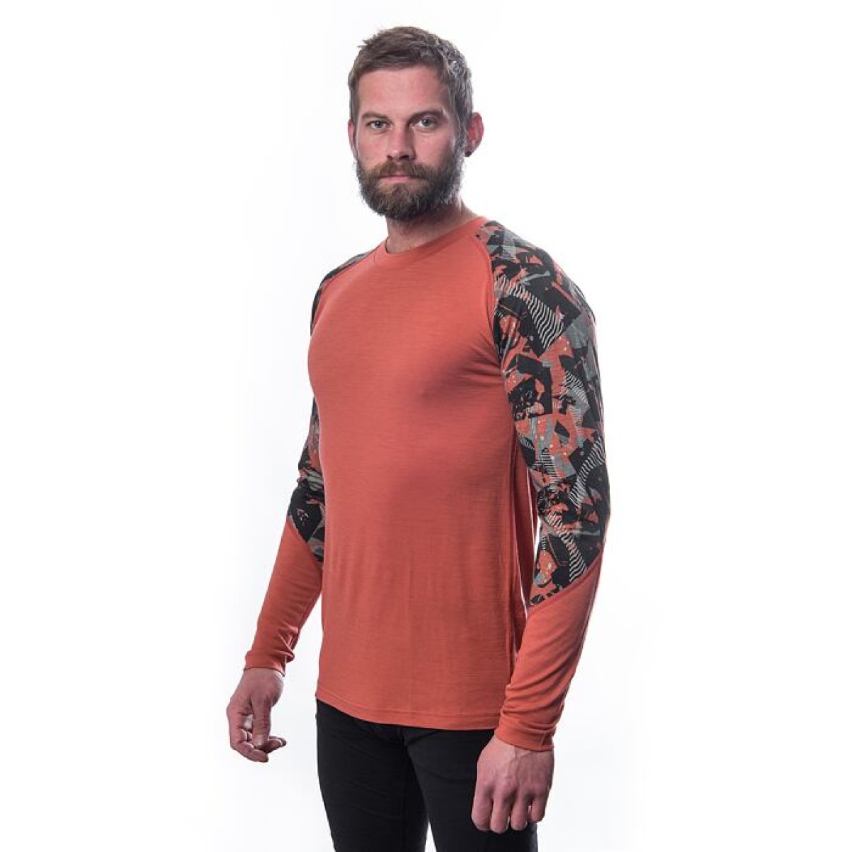 Мъжка мерино тениска с дълъг ръкав MERINO IMPRESS terracotta/rush SENSOR - изглед 3 - Extreme-bg.com Мъжка мерино тениска с дълъг ръкав MERINO IMPRESS terracotta/rush SENSOR - изглед 3