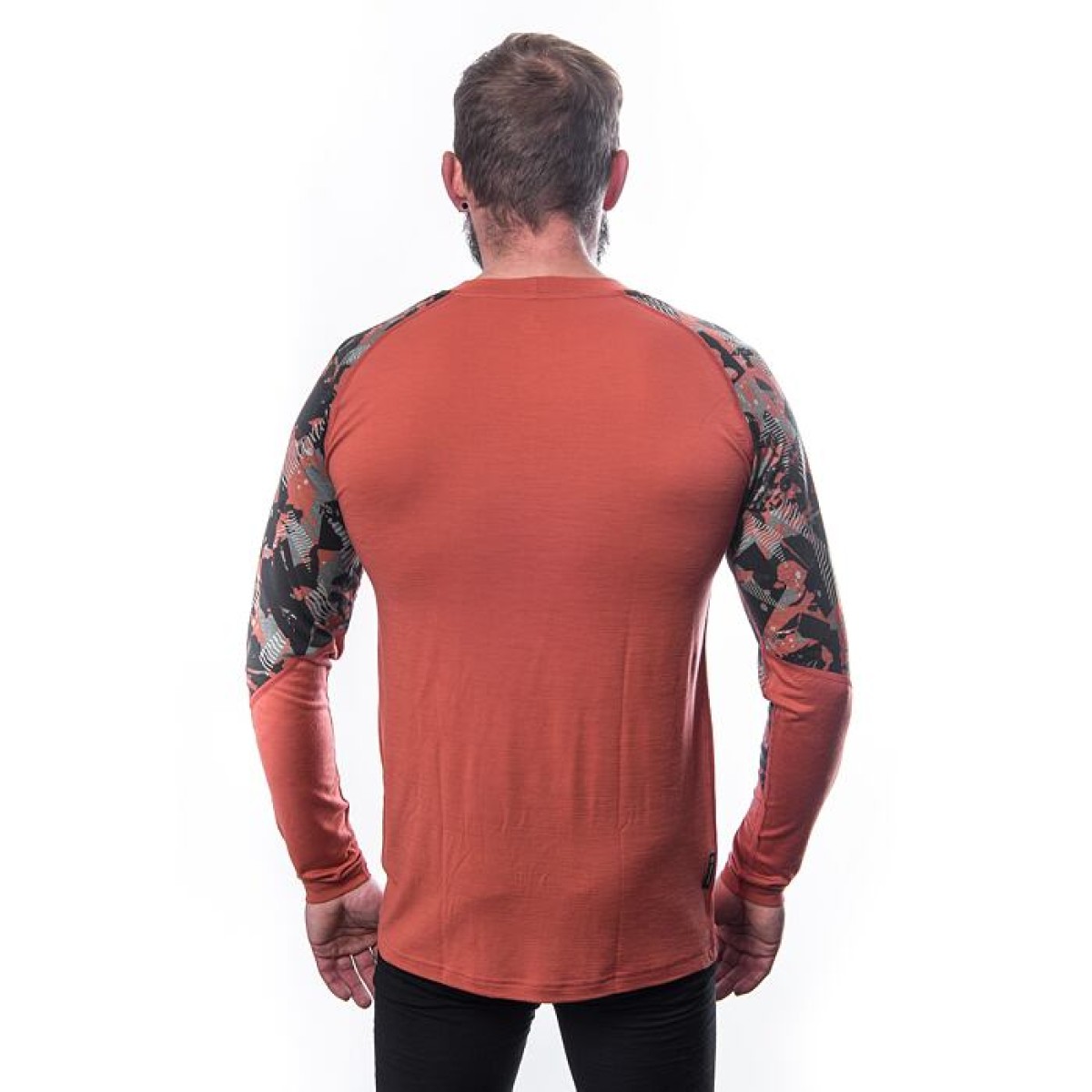 Мъжка мерино тениска с дълъг ръкав MERINO IMPRESS terracotta/rush SENSOR - изглед 5 - Extreme-bg.com Мъжка мерино тениска с дълъг ръкав MERINO IMPRESS terracotta/rush SENSOR - изглед 5