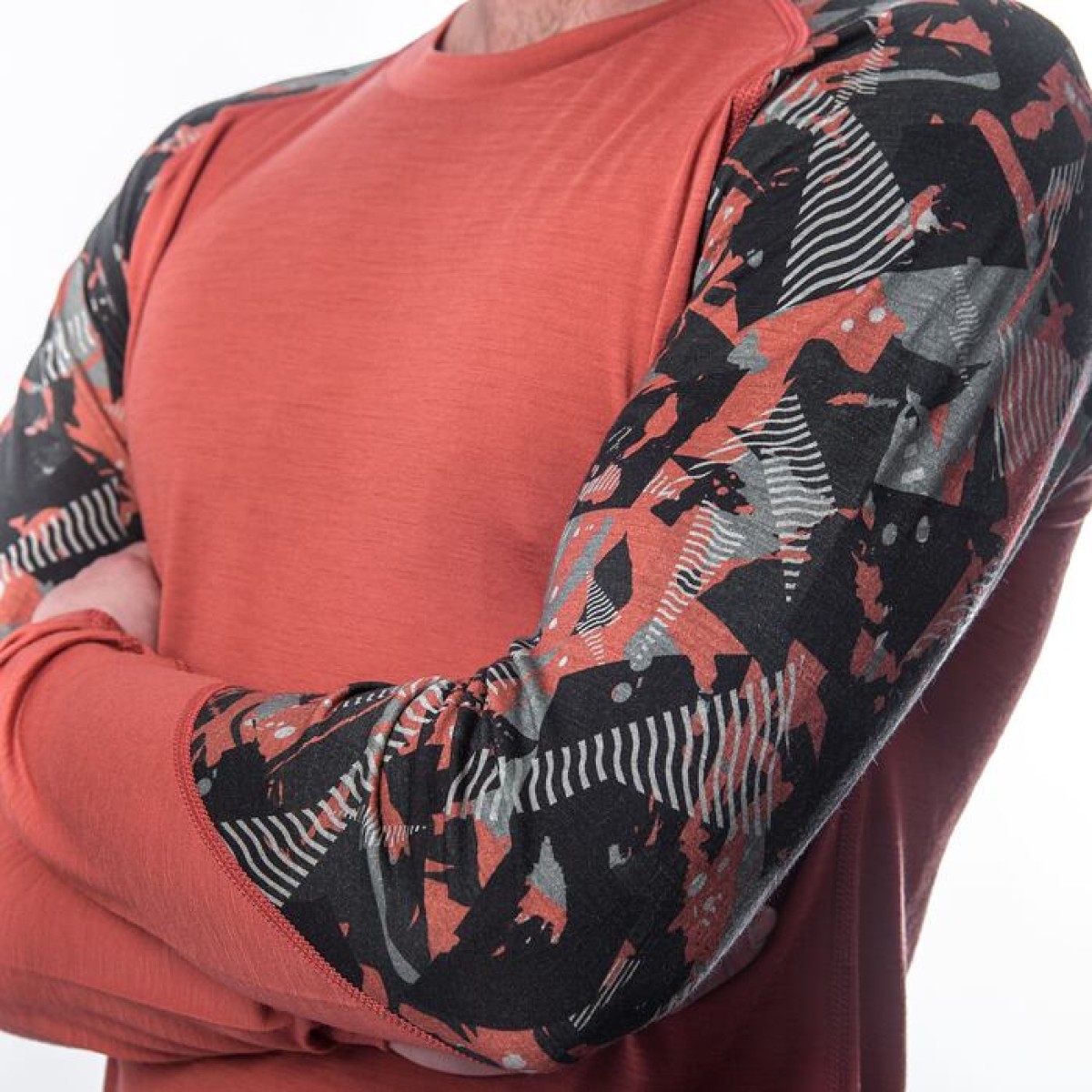Мъжка мерино тениска с дълъг ръкав MERINO IMPRESS terracotta/rush SENSOR - изглед 6 - Extreme-bg.com Мъжка мерино тениска с дълъг ръкав MERINO IMPRESS terracotta/rush SENSOR - изглед 6