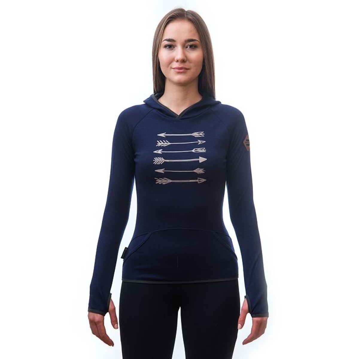 Дамски мерино суичър с полар MERINO UPPER Arrows deep blue SENSOR - изглед 4 - Extreme-bg.com Дамски мерино суичър с полар MERINO UPPER Arrows deep blue SENSOR - изглед 4