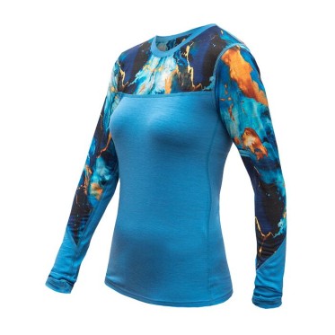Дамска мерино тениска с дълъг ръкав MERINO IMPRESS blue/universe SENSOR - изглед 2